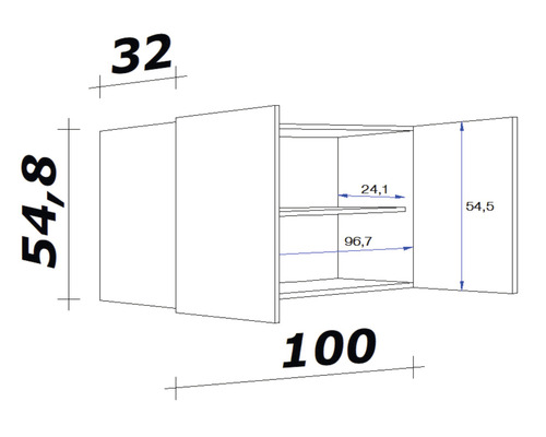 Flex Well wandkast Oslo BxDxH 100 x 32 x 55 cm sonoma eiken mat gedemonteerd scharnier links rechts