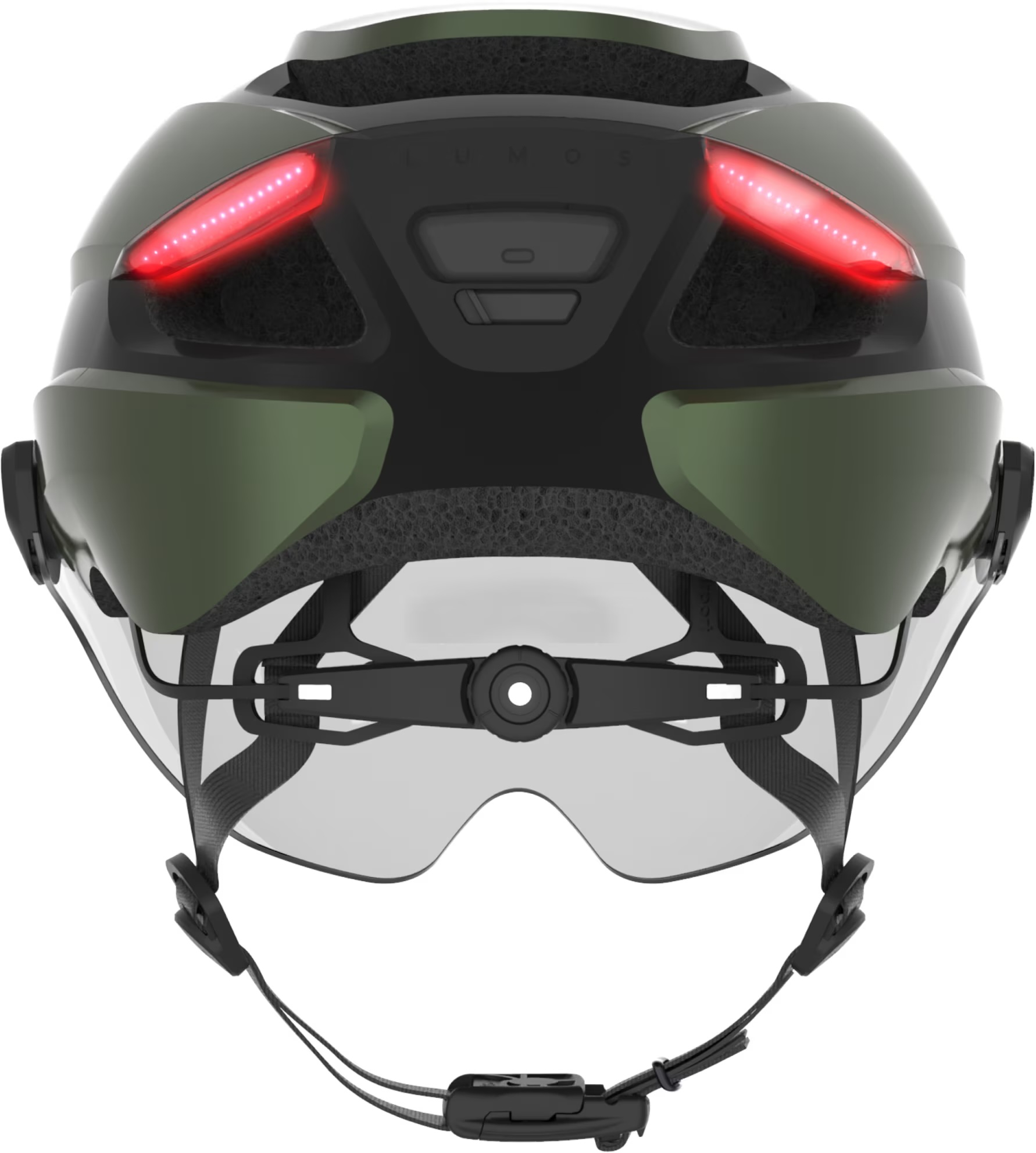 (Gr. M/L) Ultra E-Bike Verstellbarer Fahrrad Helm Velo Kopf Schutz mit Front- und Rücklicht / Blinkerfunktion / Visier - Grün