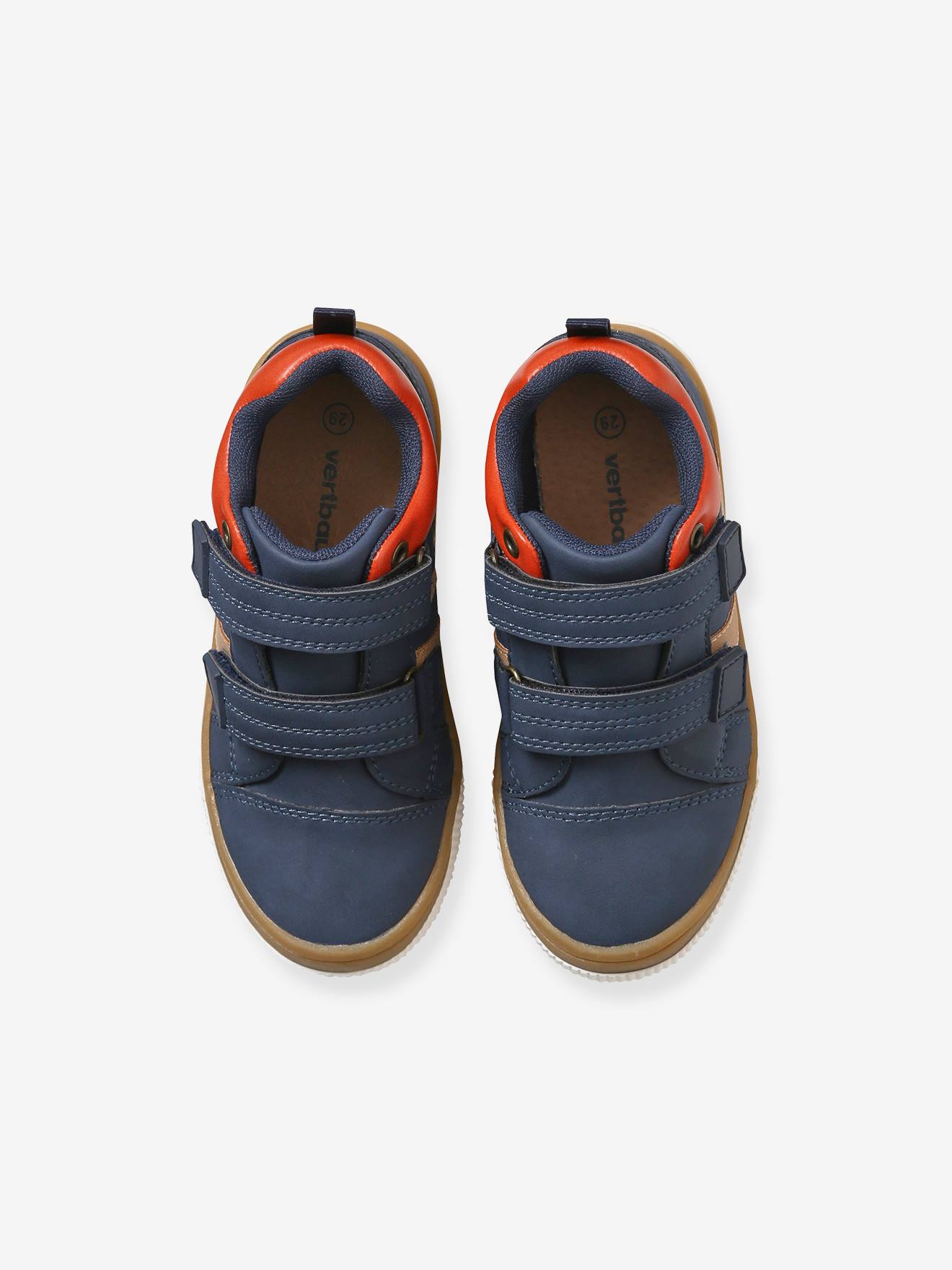 Tênis de cano alto com fecho de velcro, para meninos, azul escuro liso