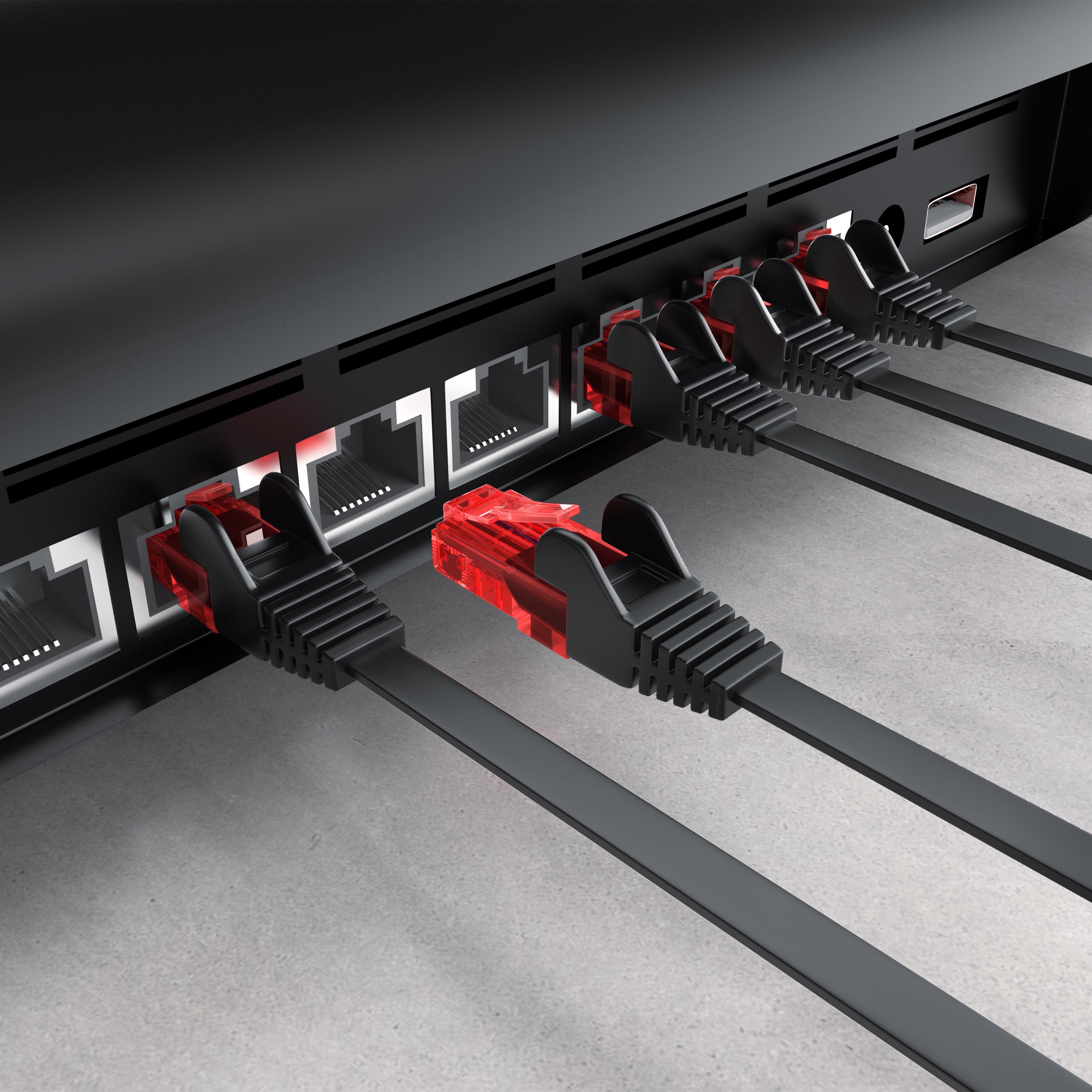 CSL Cat 6 Flachband LAN Kabel - mehrfach geschirmt - UTP Gigabit - 1000 Mbit/s - Patchkabel Flachkabel - Netzwerkkabel - 1m