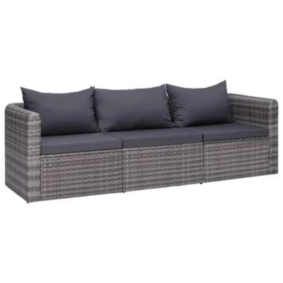 vidaXL - Loungeset - Grijs - Poly rattan - 3 stuks