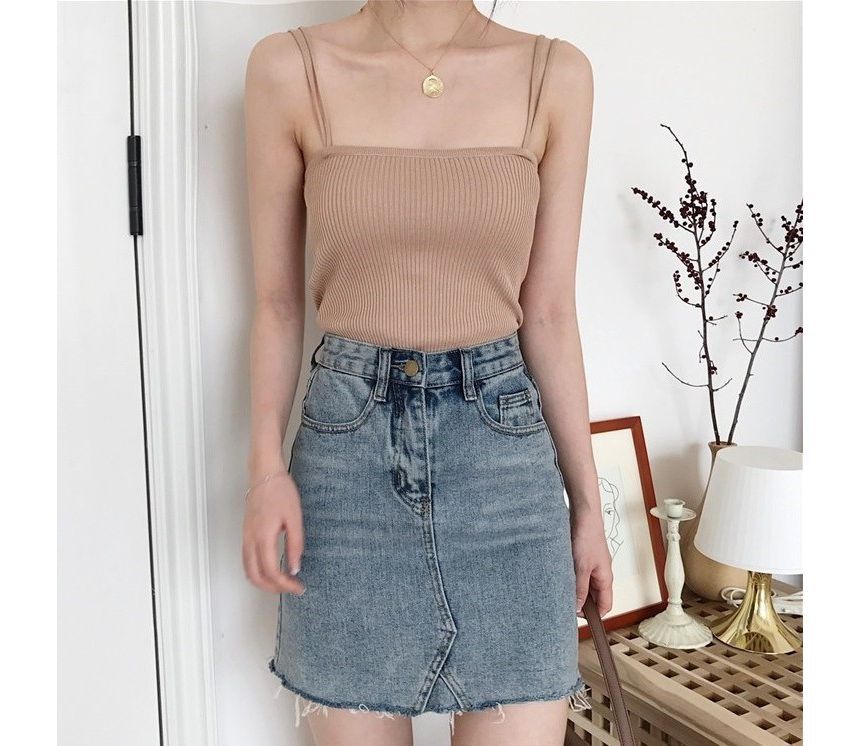 Onipixiy - Gebreide crop top met vierkante hals