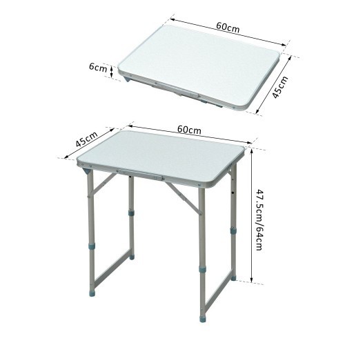 Mesa de camping dobrável Outsunny, branca