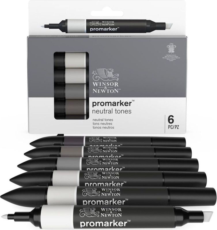 Winsor & Newton promarker™ Set 6 Stuks Neutral Tones