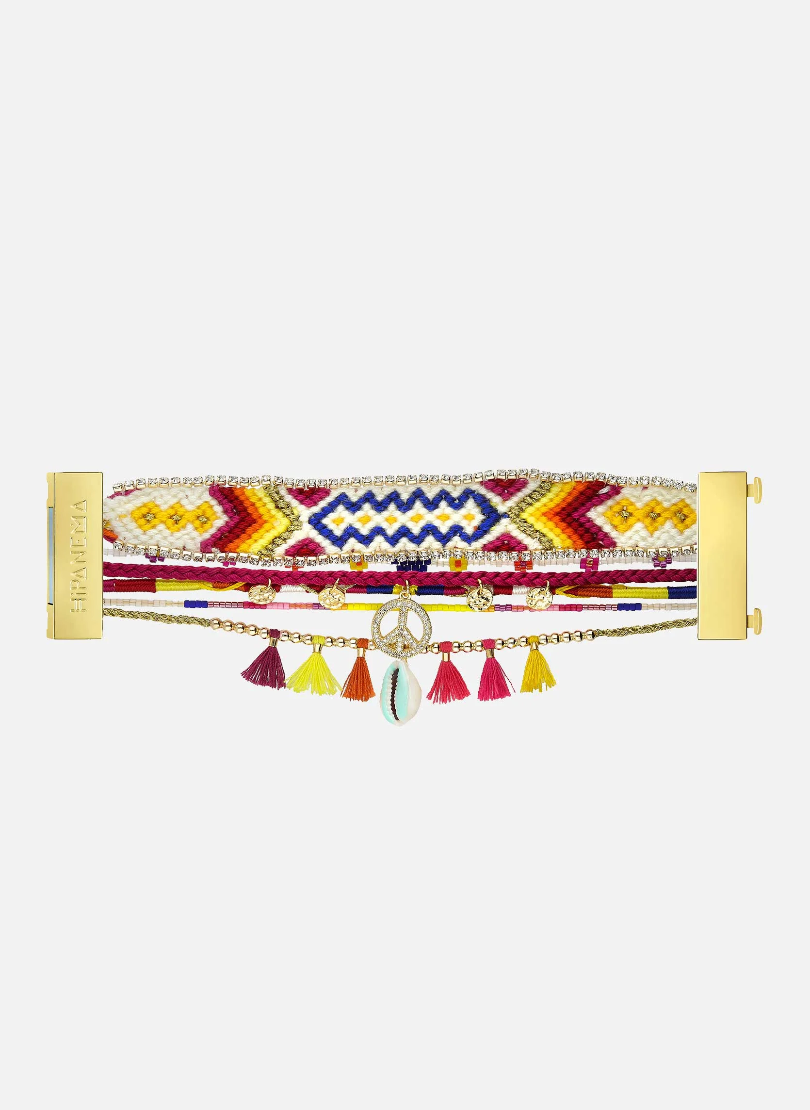 PEACEMAKER - Bracelet multiliens avec fermoir aimanté en perles | Blanc