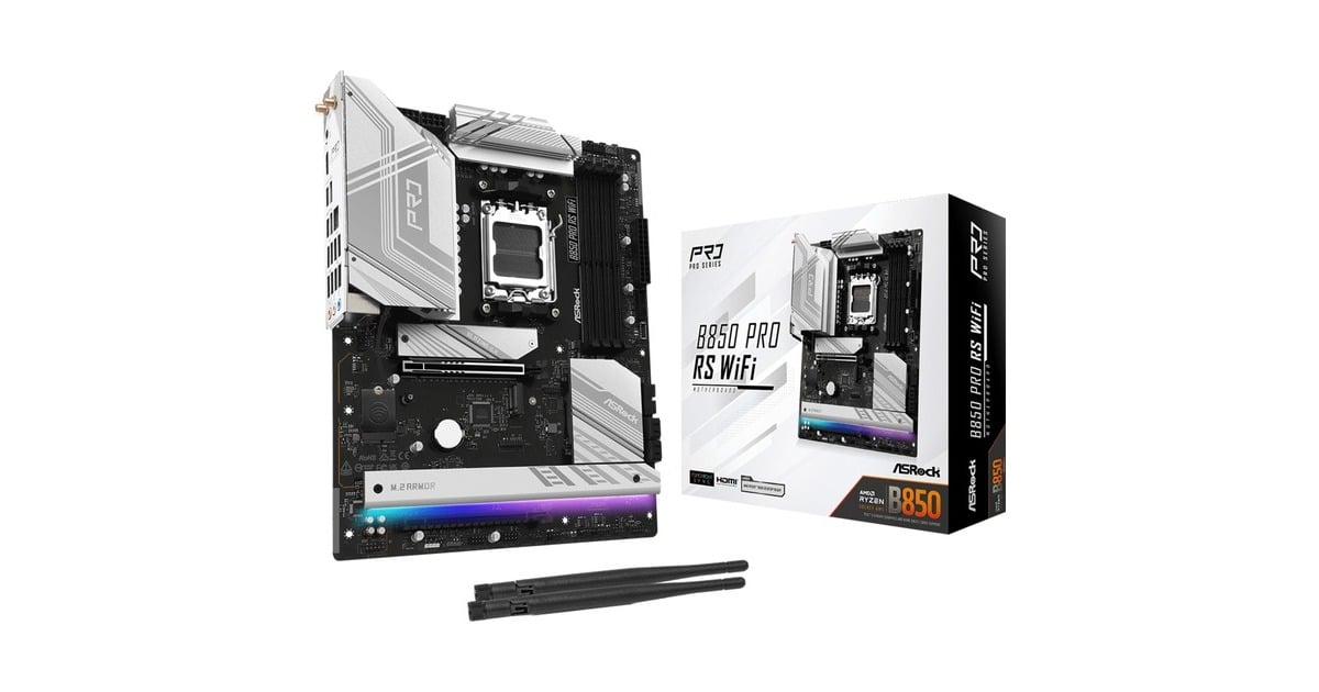ASRockB850 Pro RS WiFi socket AM5 moederbord  (RAID, 2,5Gb-LAN, WLAN, BT, Sound, ATX, Tweedekans)