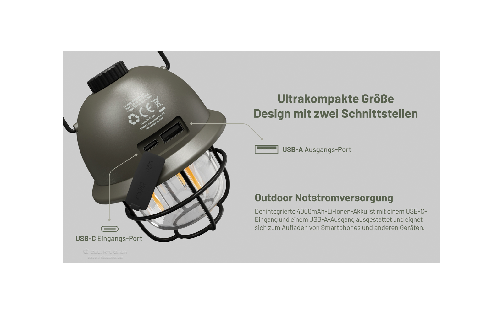 Nitecore Campingleuchte LR 40 Powerbank olive