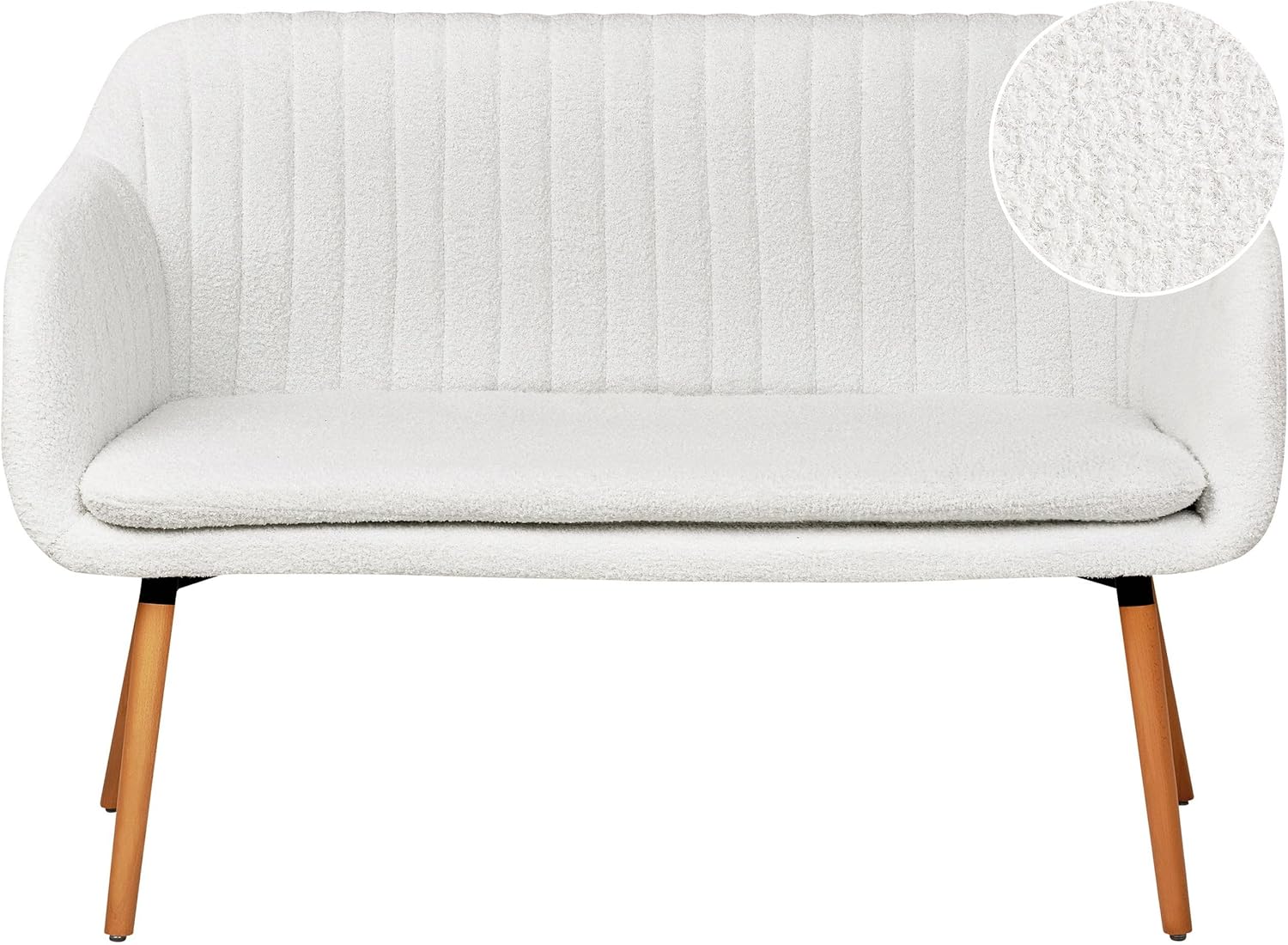 Beliani Modernes 2-Sitzer Küchensofa Bouclé Creme weiß mit Holzbeinen Taby