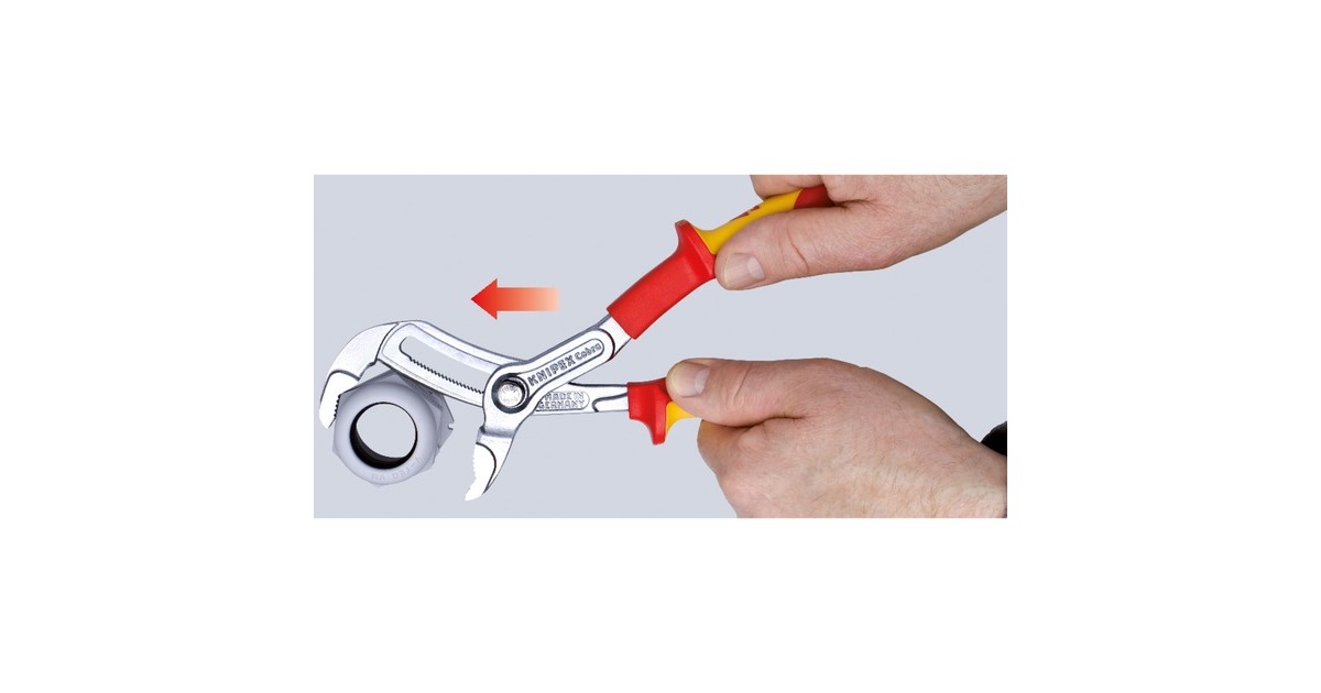 KNIPEXCobra VDE Hightech-waterpomptang 87 26 250 zweedse- / waterpomp-tang  (Rood/geel, Getande grijpvlakken, Doorgestoken scharnier )