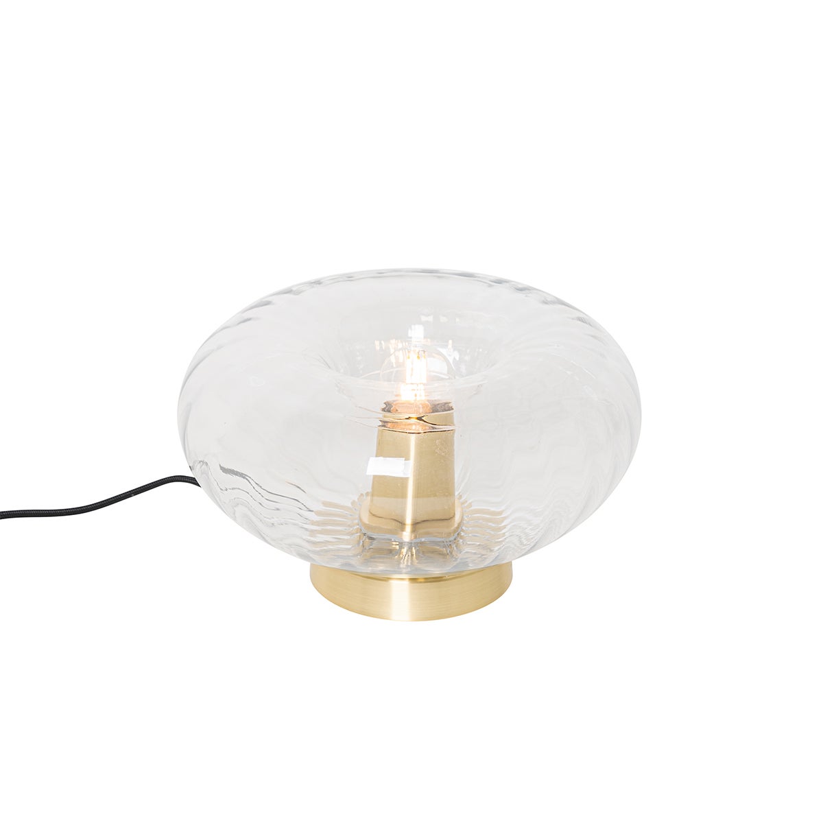 Art Deco tafellamp, goud met glas - Ayesha