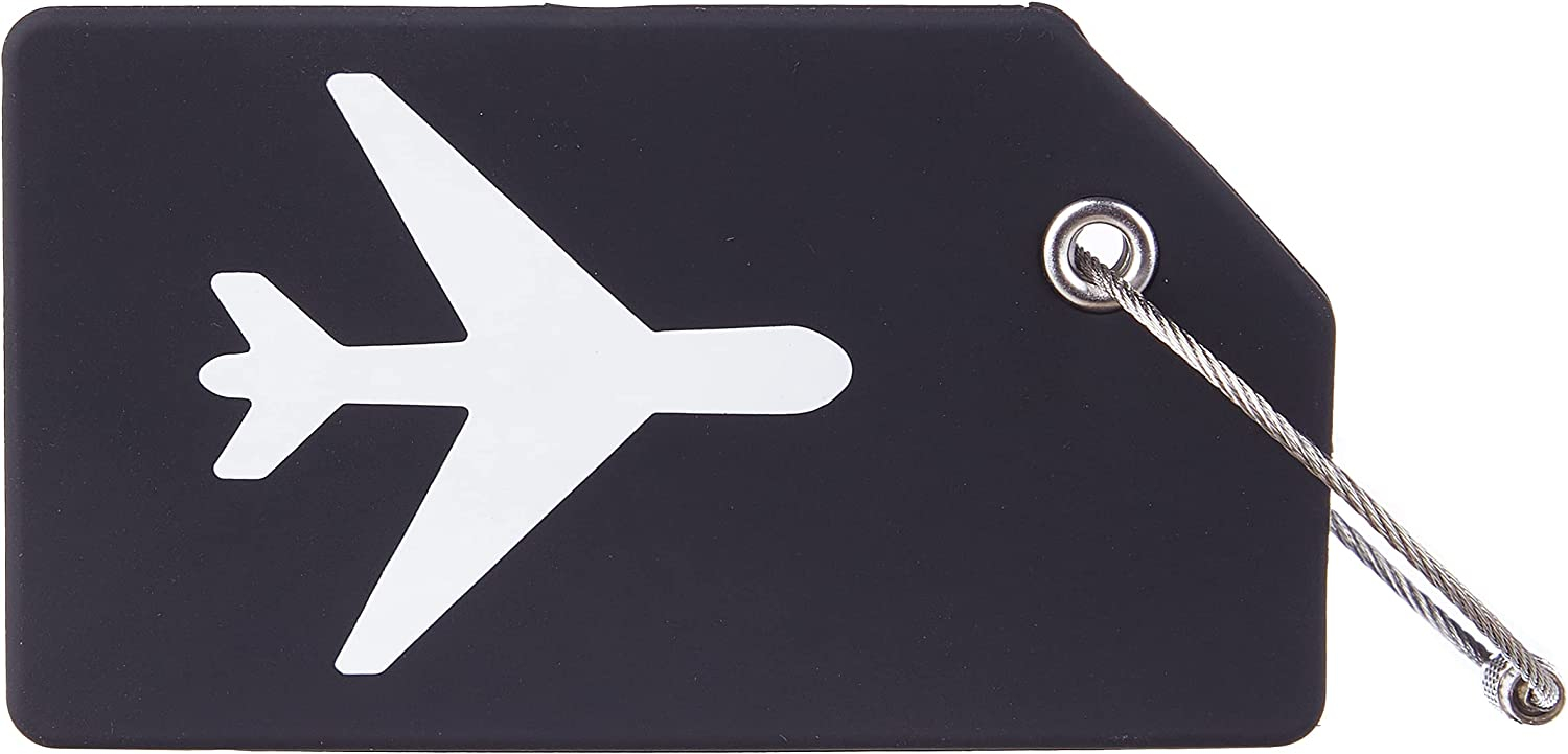 (5er Set) Silikon Kofferanhänger Gepäck Etiketten Luggage Tag mit Adressschild - Schwarz