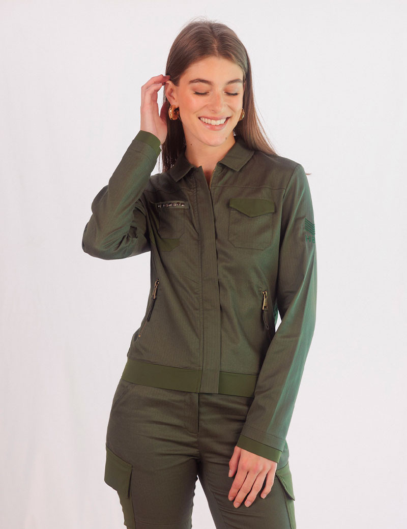 HBT ARMY HERRINGBONETWILL | JANET BLOUSON KAKI