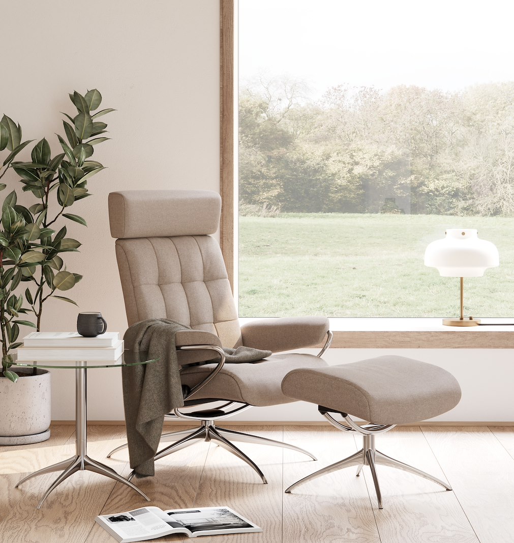 London krakk Tekstil Tulip Light Beige og Star understell i krom