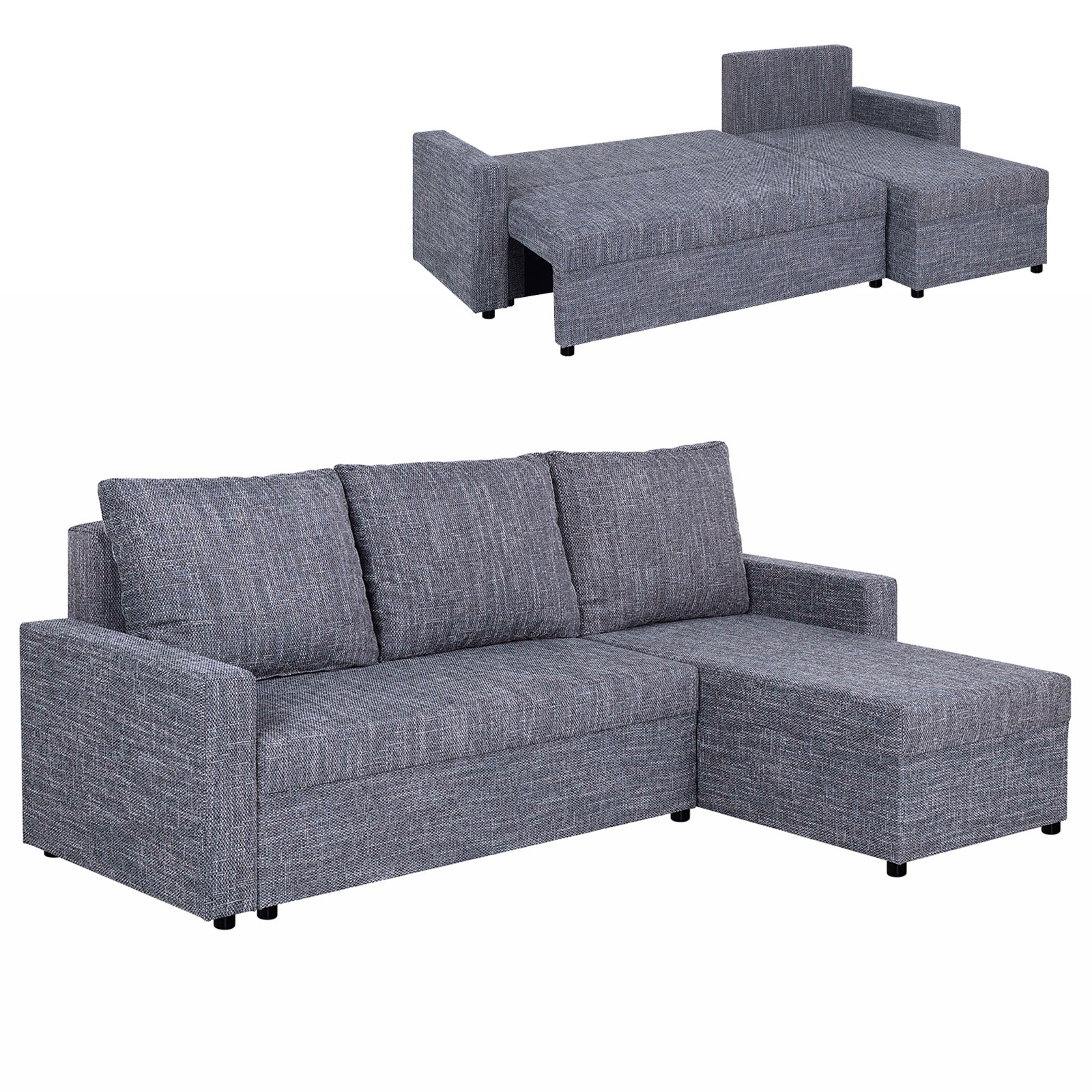 Ecksofa - grau - Liegefunktion