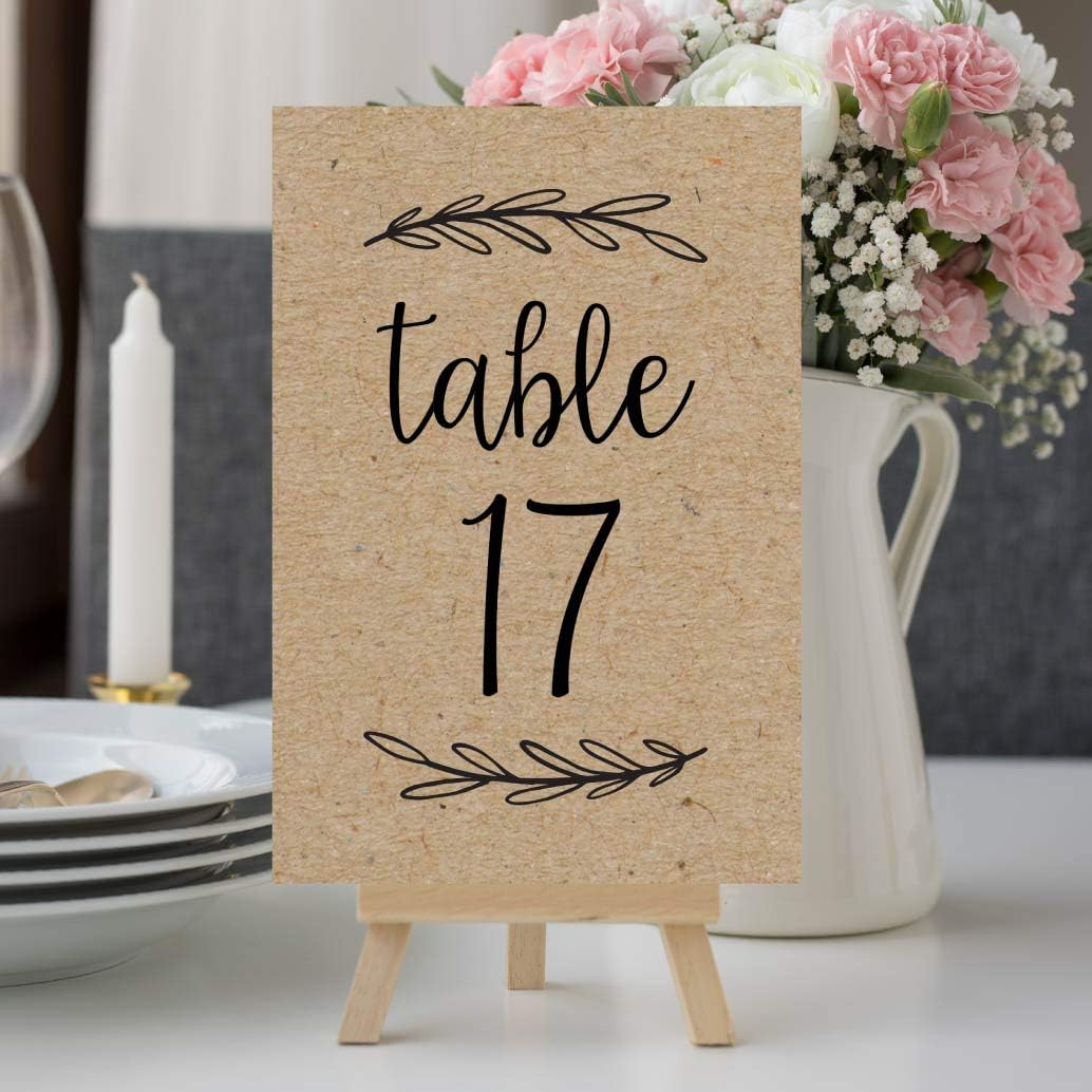 (25er Set) 10x15cm Doppelseitige Kraftpapier Tischnummern Deko Zahlen Tisch Karten für Hochzeiten / Geburtstage - Braun
