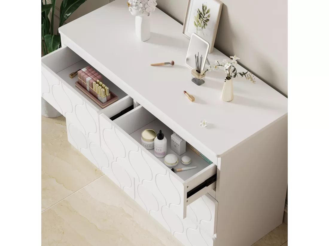 Commode à 6 tiroirs pour la maison blanche,d110cm×h72cm