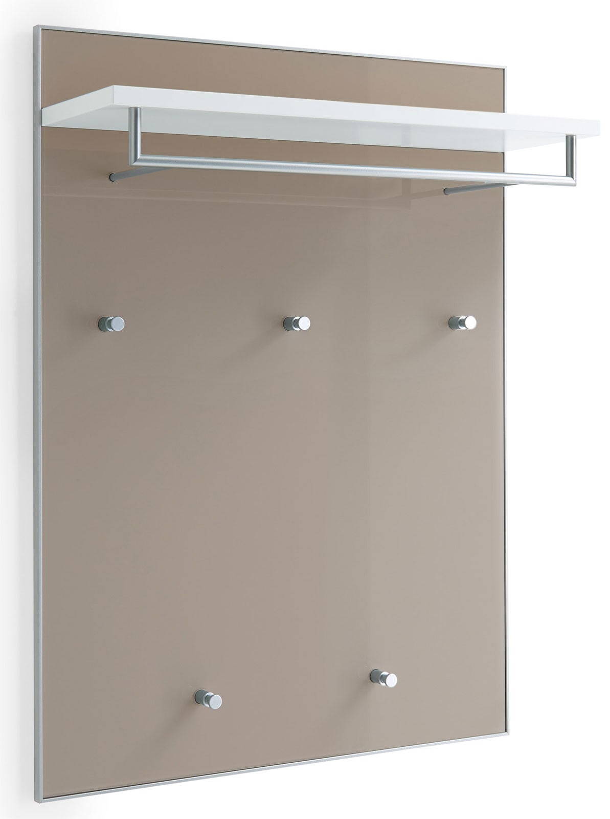 VOSS Garderobenpaneel SANTINA 80 x 109 cm Lack weiß/Glas taupe