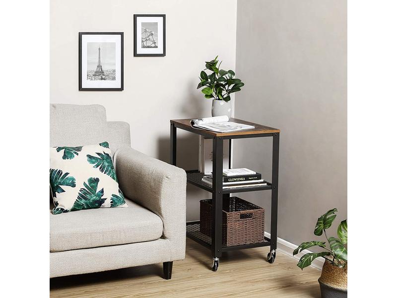 VASAGLE Bartrolley mit Rollen, 60 x 77.5 cm, Braun/Schwarz Moderner Barwagen