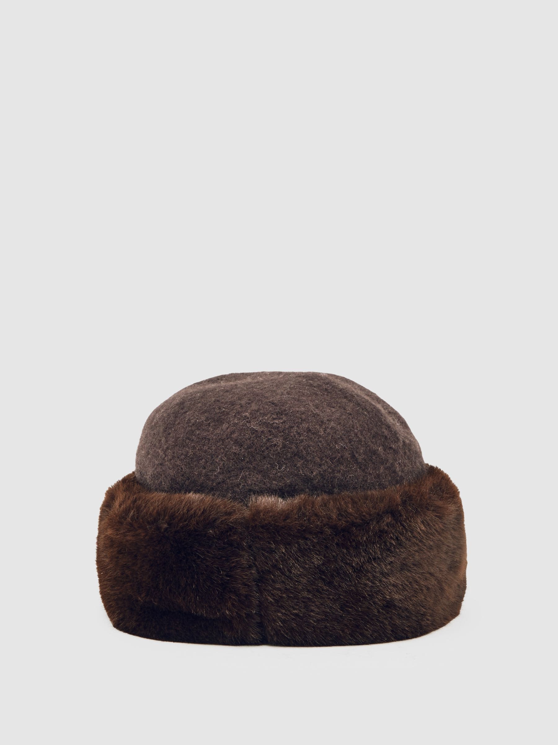Chocoladebruin - Reiss Serena Faux Fur Hat