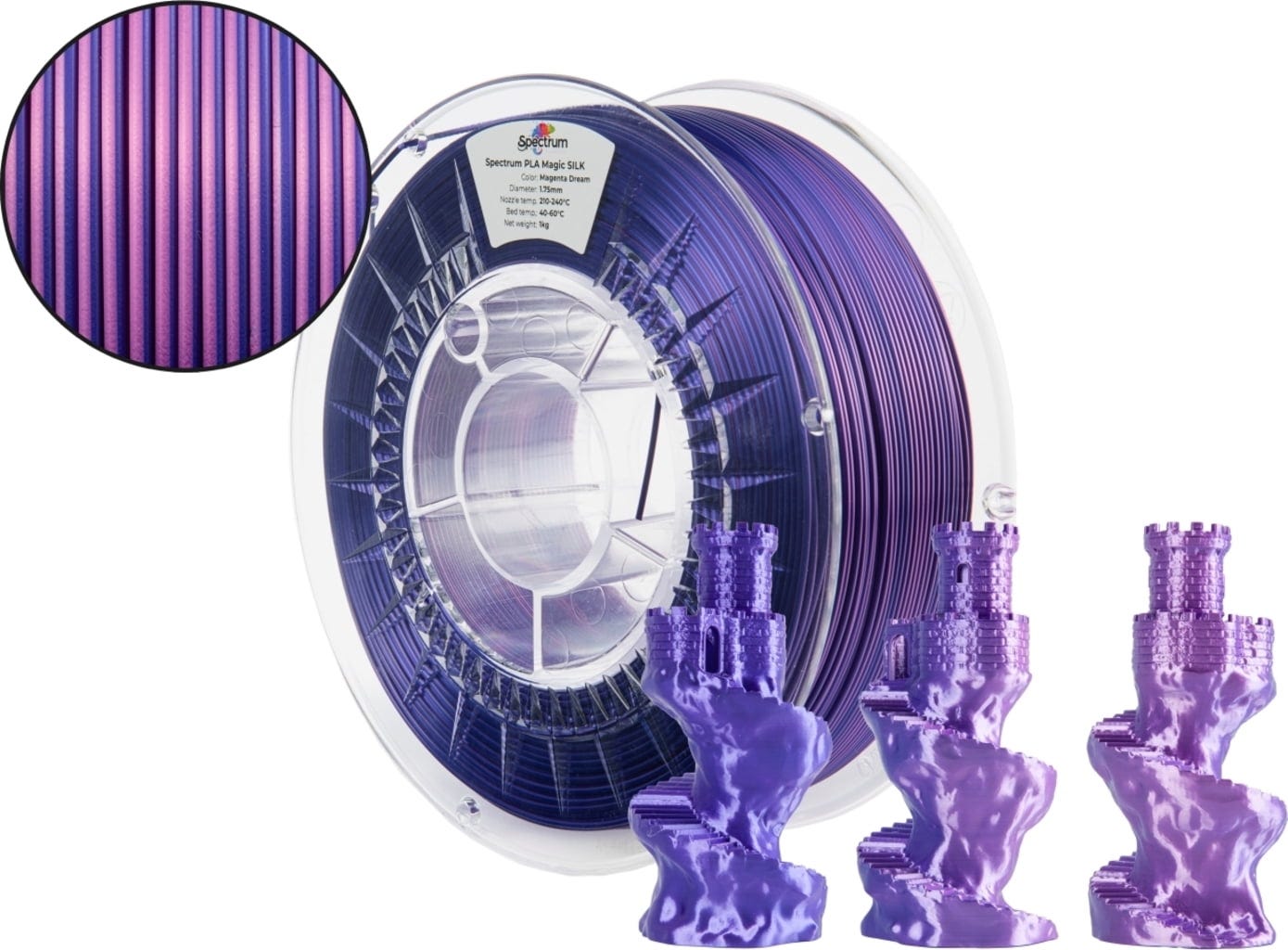 Spectrum  PLA Magic Silk Magenta Dream, 1,75 mm / 1000 g    Seidiges PLA Finish in Magenta Dream