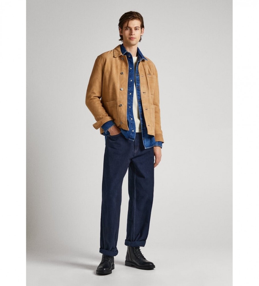 Jaqueta de couro marrom Pepe Jeans Barret