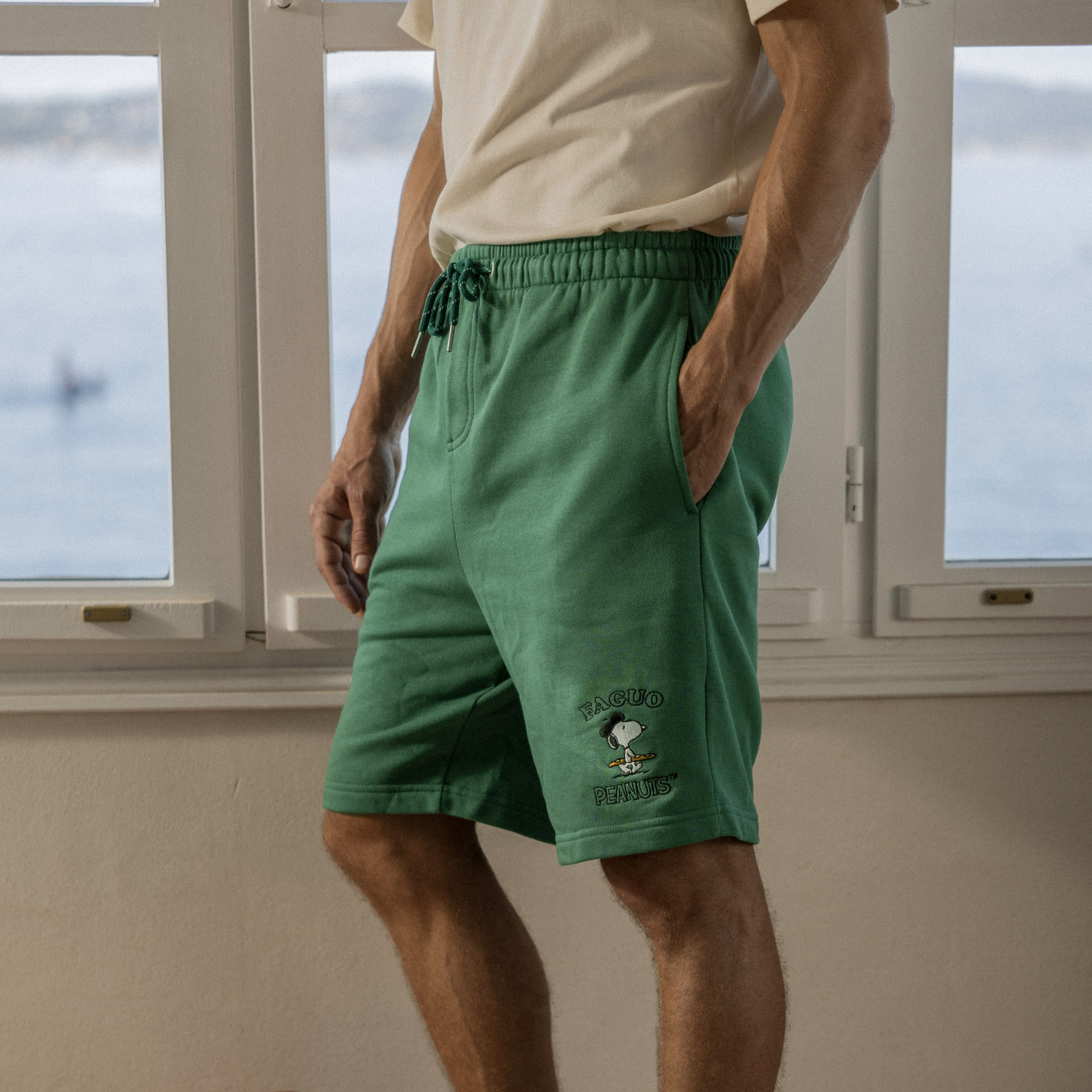 Short vert foncé coupe large coton et coton recyclé - modèle humont