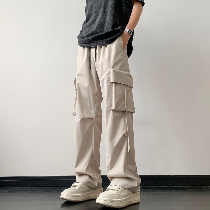 Breeson - Low Rise Plain Wide Leg Cargo-broek