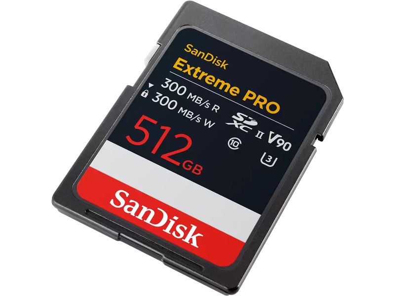 SanDisk SDXC-Karte Extreme PRO UHS-II 512 GB High-Speed-Speicherkarte für 4K- und 8K-Videos und Serienbildaufnahmen, robust und ideal für professionelle Anwendungen