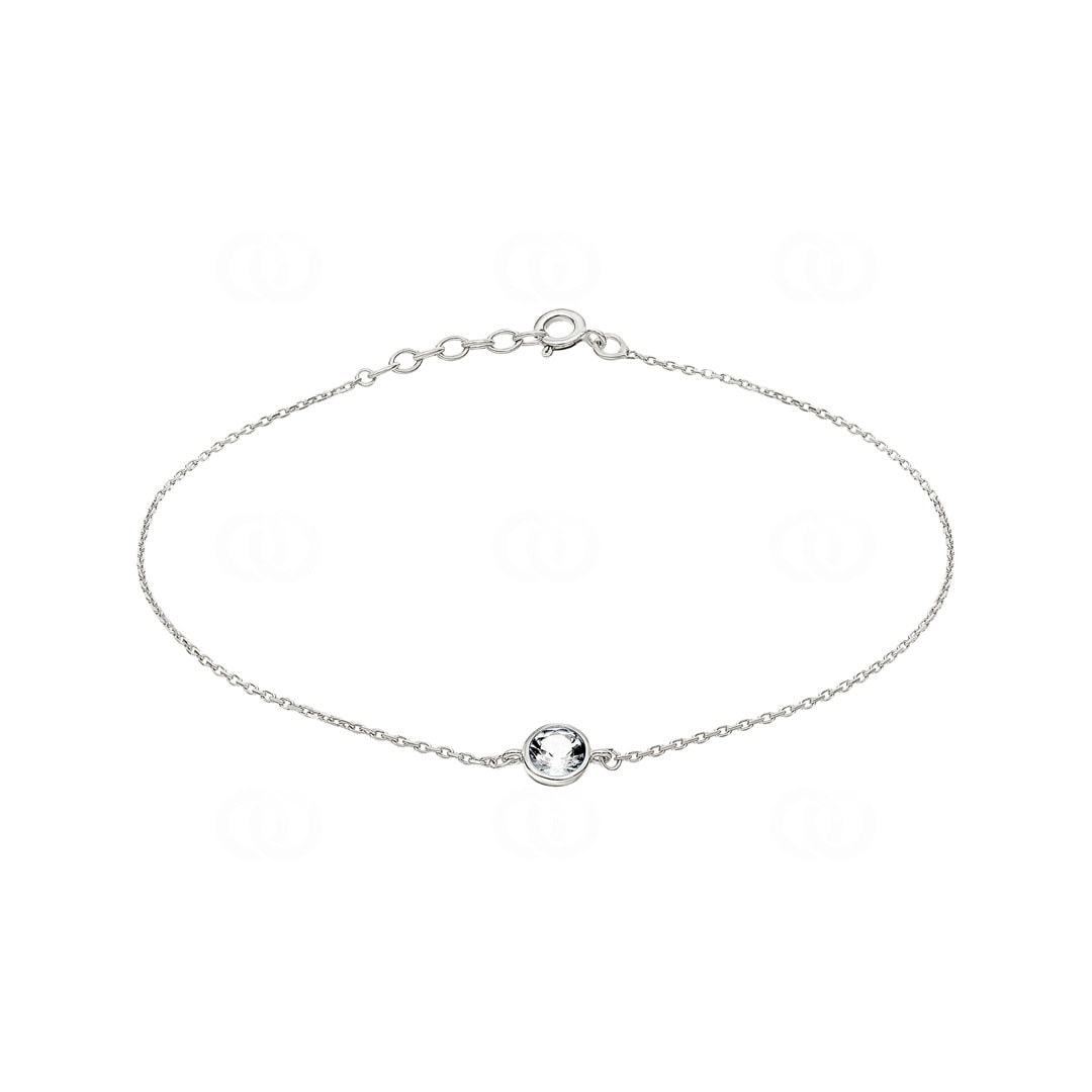Fusskette 925 Silber rhodiniert mit Zirkonia 26cm