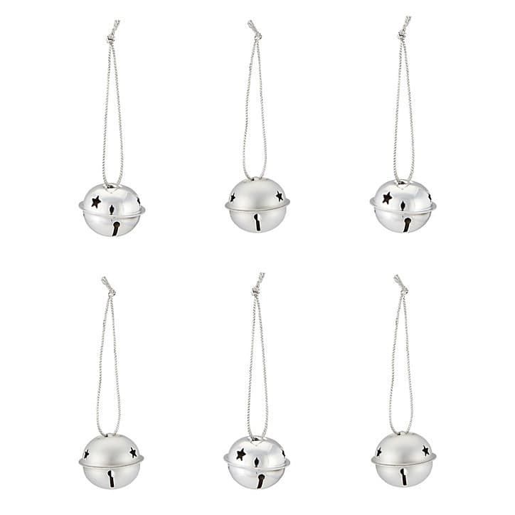 Assortiment 6 boules de noel grelots argent