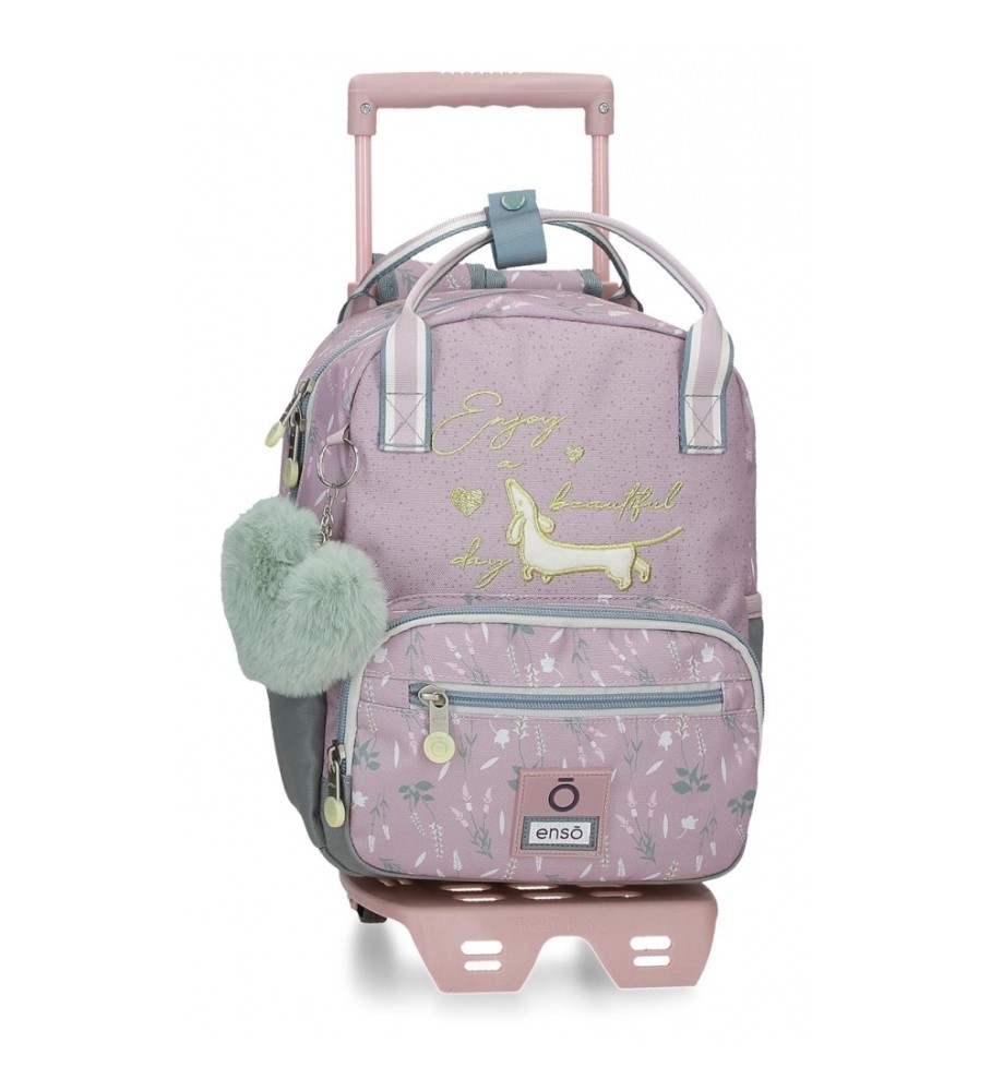 Mochila Enso Beautiful Day de 28 cm com rodas, roxa