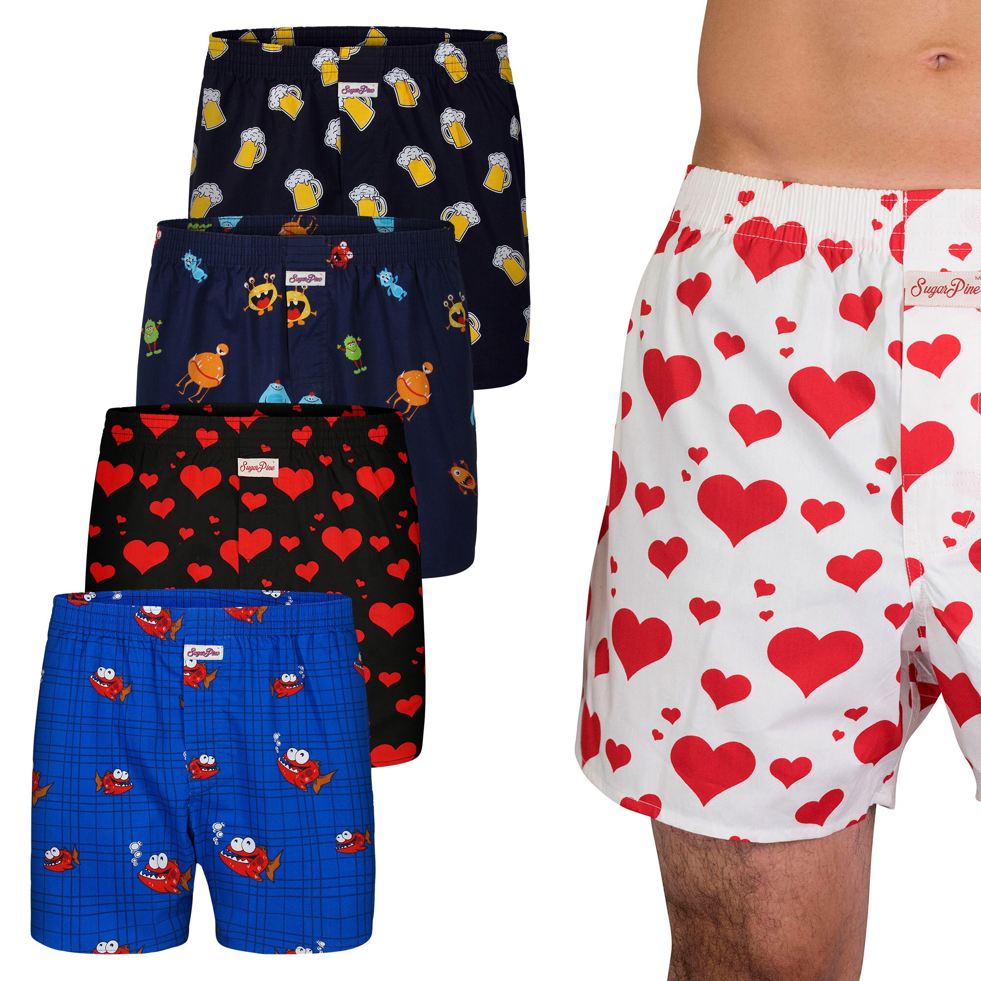 Sugar Pine Herren Boxer Webboxershorts weit Motive Print