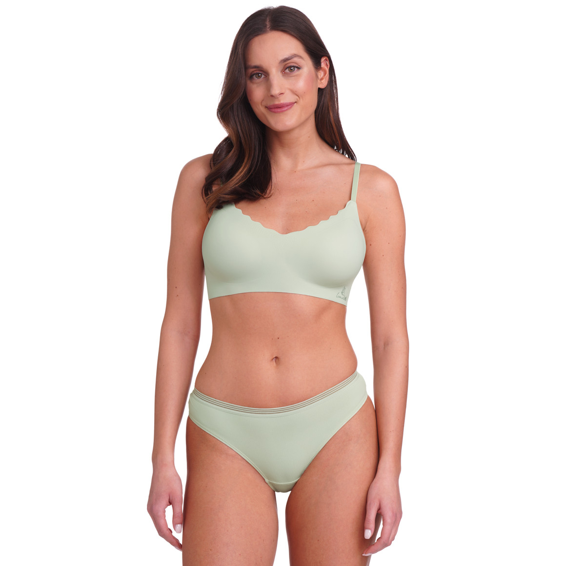 Gina Benotti Damen Seamless-Bustier mit Wellenkante zartgrün