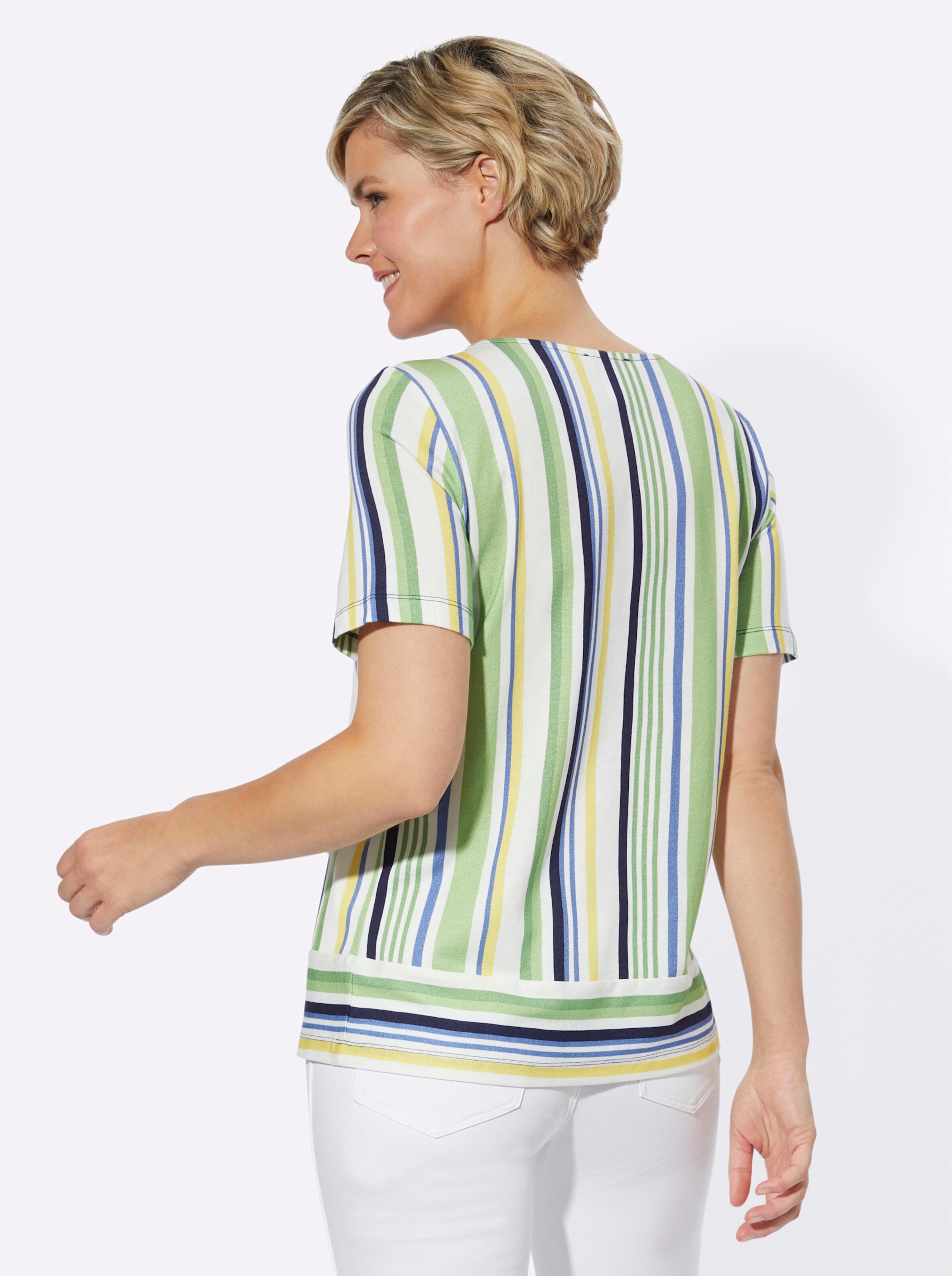 Shirt in apfel-marine-geringelt