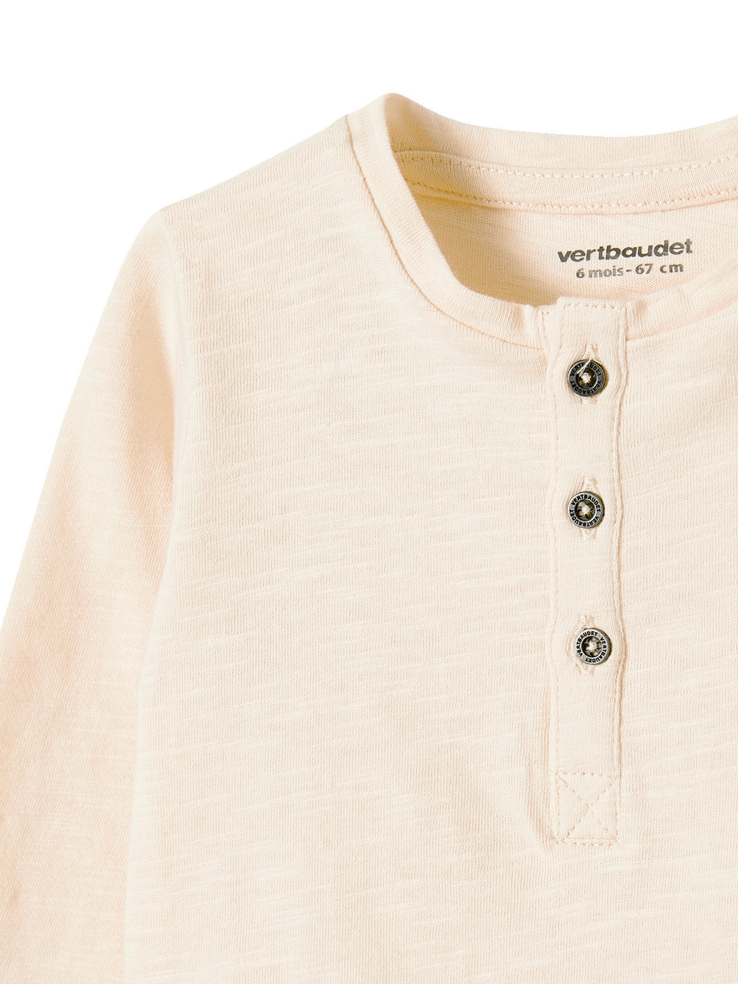 Vertbaudet Jungen Baby Henley-Shirt BASIC sand