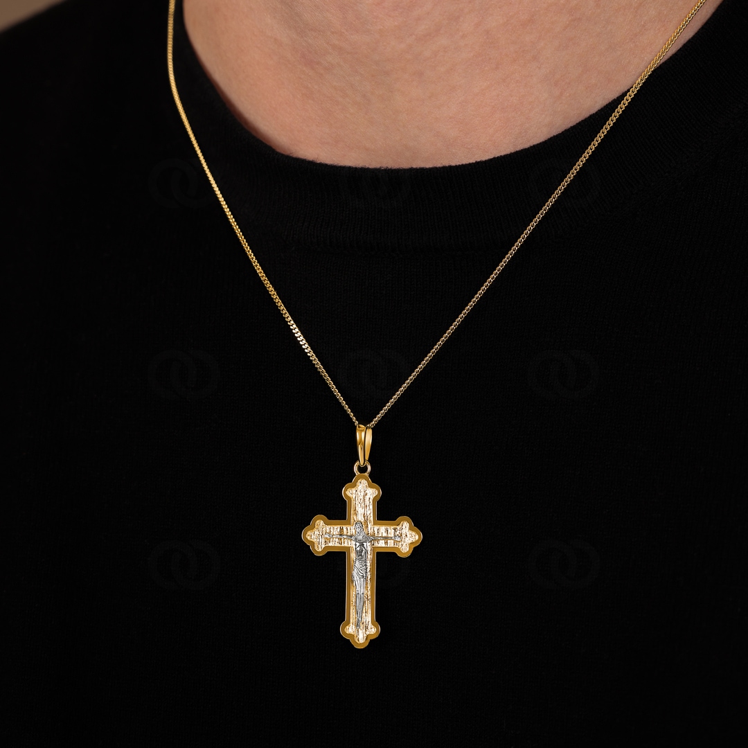 Anhänger 750/18 K Gelbgold Kreuz mit Jesus 37 x 24mm