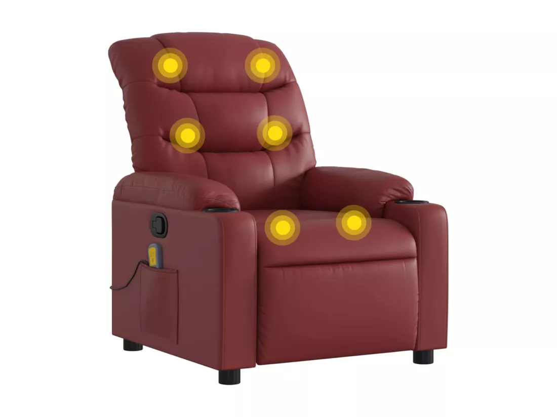 Fauteuil massant inclinable Rouge bordeaux Similicuir
