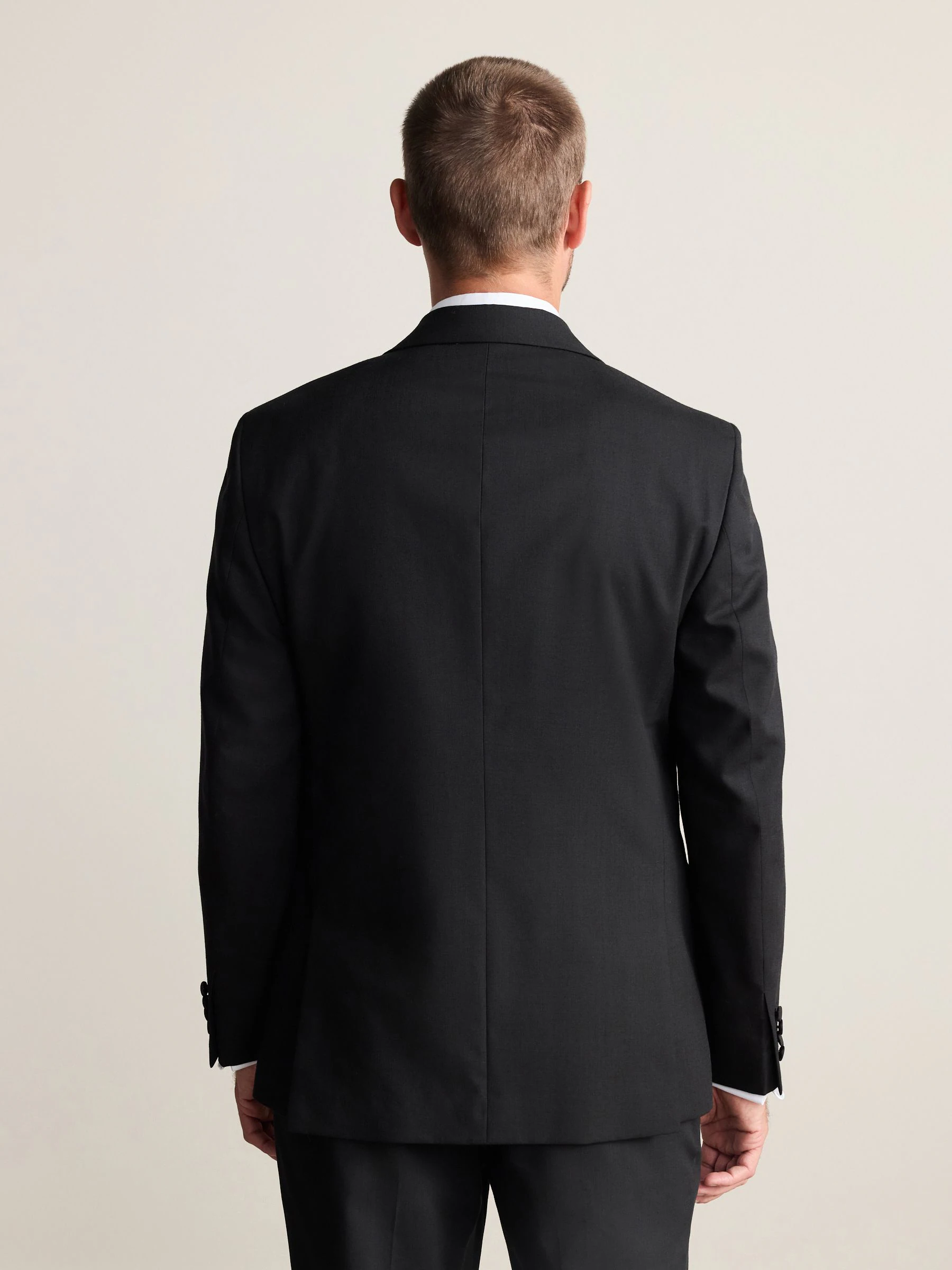 Zwart - Regular Fit Signature Nova Fides 100% Italian Wool Tuxedo Suit Jacket