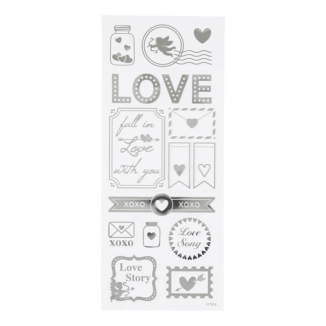 Stickers Zilver Love, 1 Vel