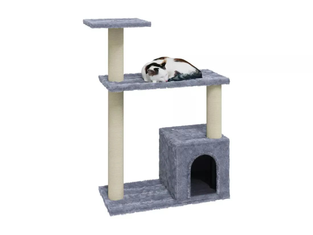 Arbre à chat avec griffoirs en sisal Gris clair 70 cm