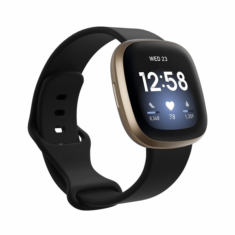 Fitbit Versa 4 / Versa 3 / Sense 2 / Sense Silikon Sport Armband (Gelenkumfang 190-235mm) - Schwarz