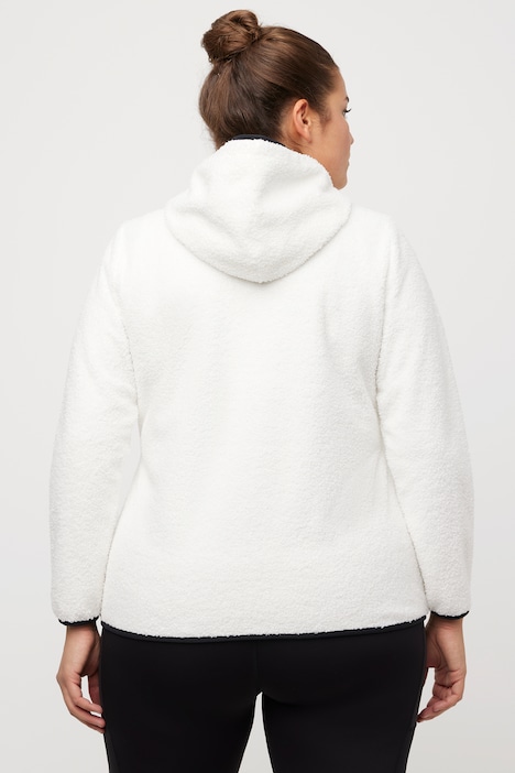 Fleece-Hoodie, Koordinaten-Druck, Zipptaschen, Langarm