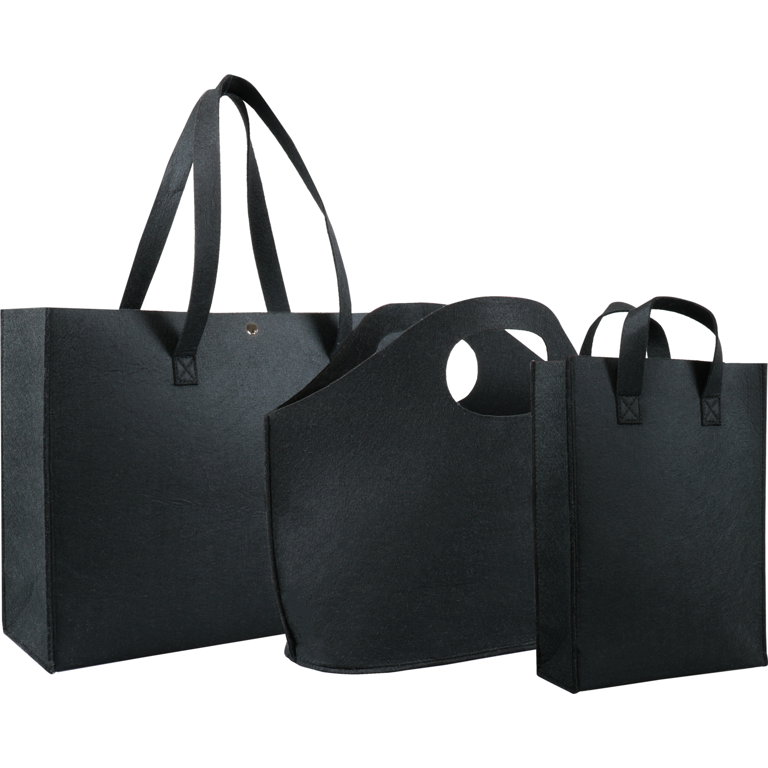 Tas, Vilt, landscape, drukknop, reusable, 45x 15x33cm, zwart