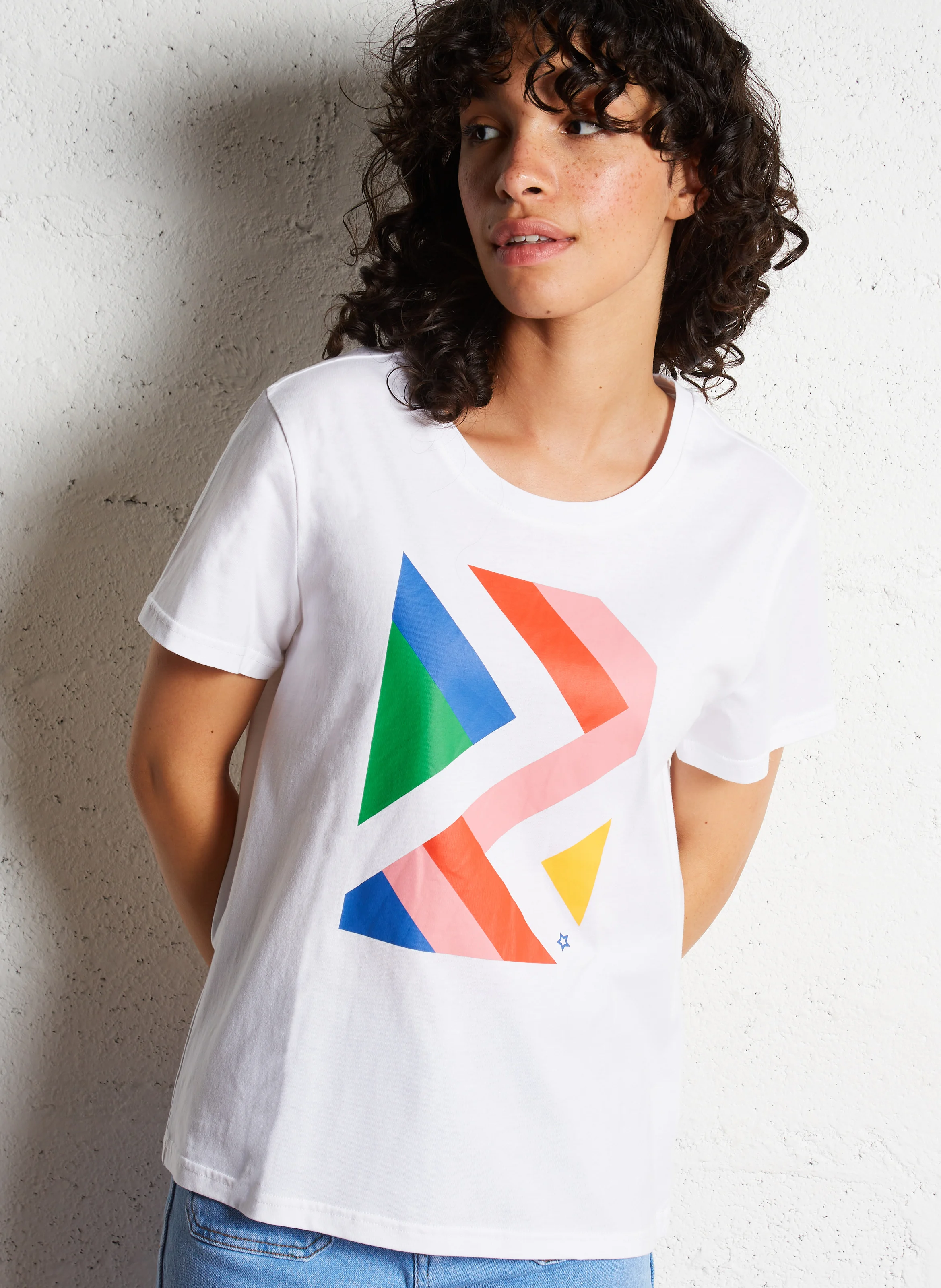 TAL - Tee-shirt droit col rond en coton | Blanc