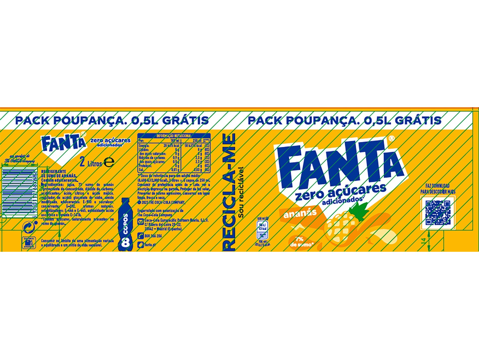REFRIGERANTES COM GÁS FANTA ZERO ANANÁS 1.5L 0.5L GRÁTIS