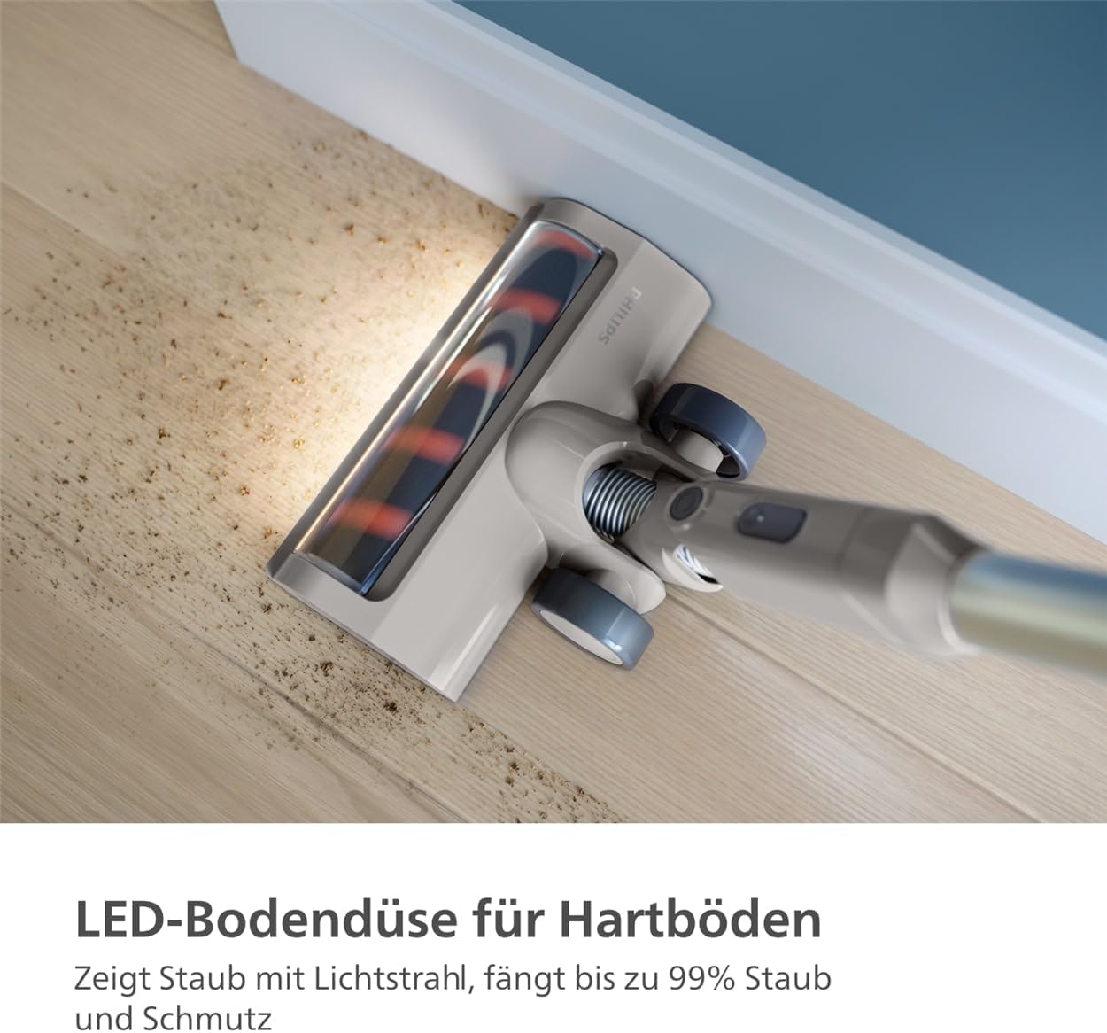 Philips Akku-Staubsauger 2000 Serie. Starke Saugkraft auf Hartböden, 40min Laufzeit, LED-Düse, austauschbarer Akku, leicht, 3-stufige Filterung, Wandhalterung (XC2012/01)