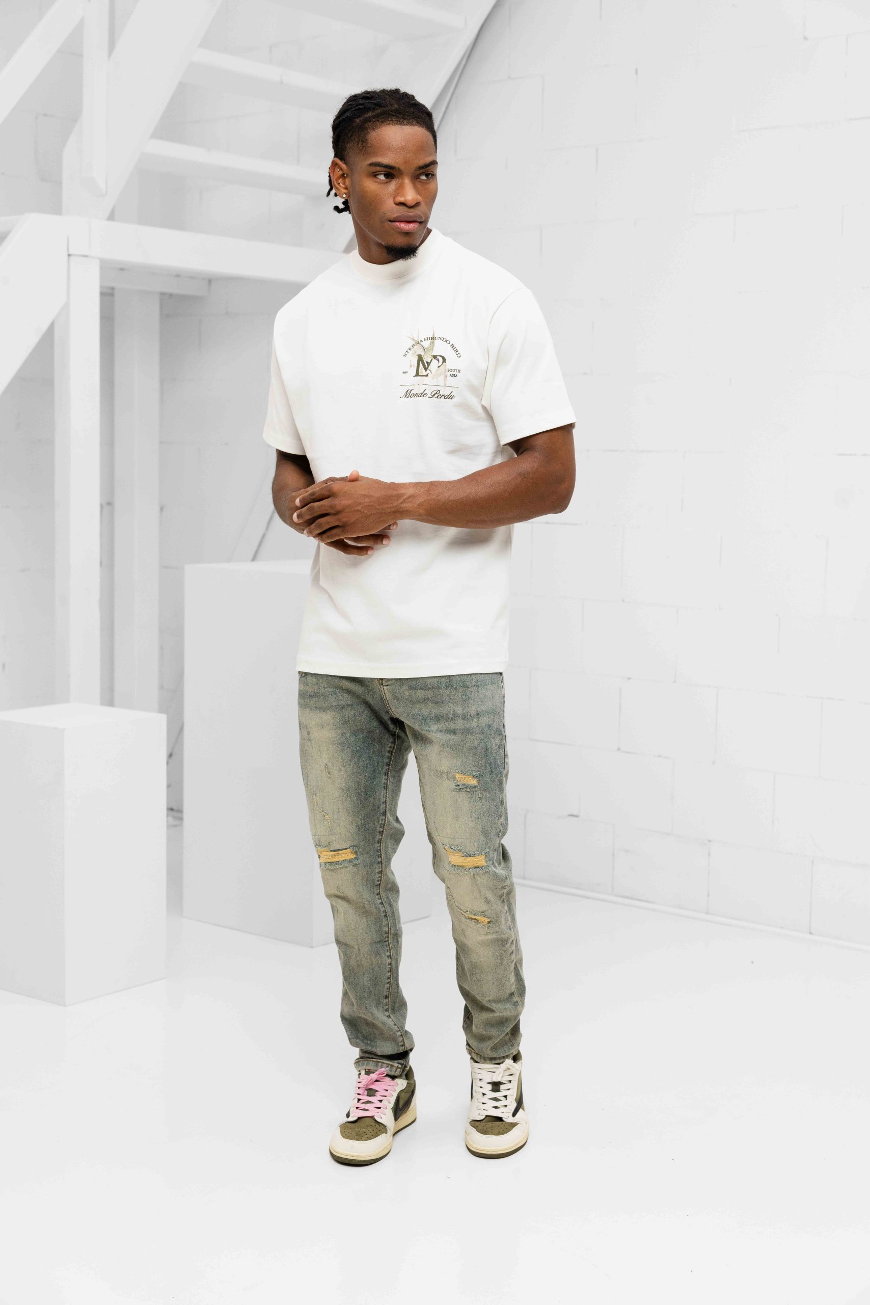 Le Monde Perdu Sterna T-Shirt Heren Gebroken Wit