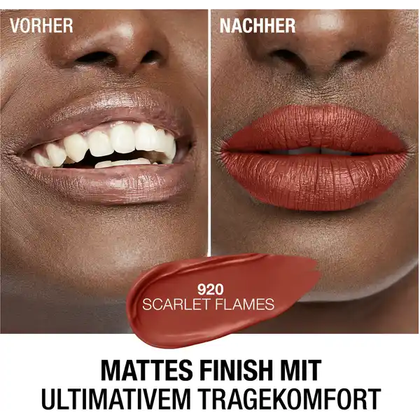 Lasting Perfection Mega Matte Liquid Lip Color, Fb. 920 Scarlet Flames