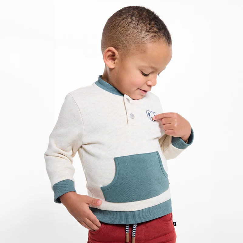 Sweat en molleton col teddy vert bébé garçon Blanc