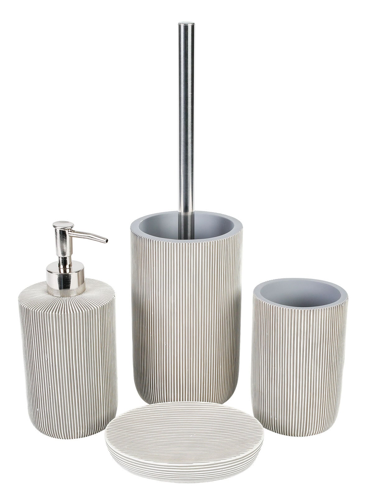 WC-Garnitur Montreux 10,2x36 cm Hellgrau/Stein-Optik Polyresin/Edelstahl